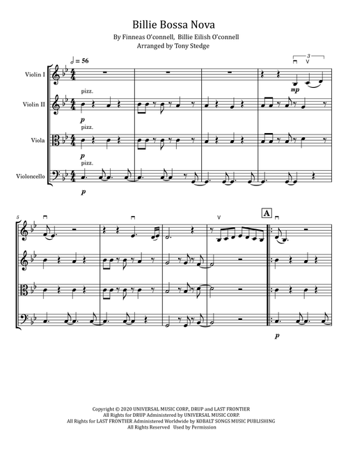 Billie Bossa Nova (Arr. Tony Stedge) - Billie Eilish (String Quartet)