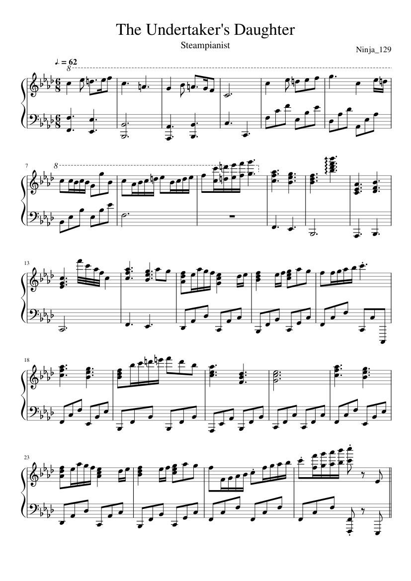 charla Groenlandia Desaparecido The Undertaker's Daughter - steampianist Sheet music for Piano (Solo) |  Musescore.com