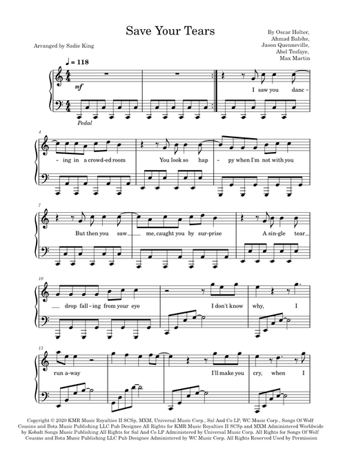 Save Your Tears – The Weeknd - Intermediate Piano