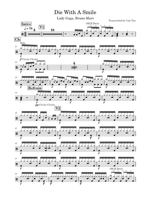 Die With A Smile – Bruno Mars And Lady Gaga (Drums)