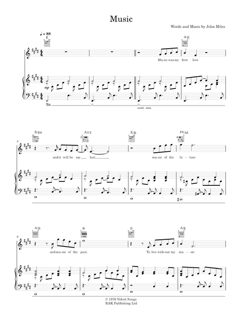 Music Was My First Love - John Miles (Piano-Voice-Guitar)