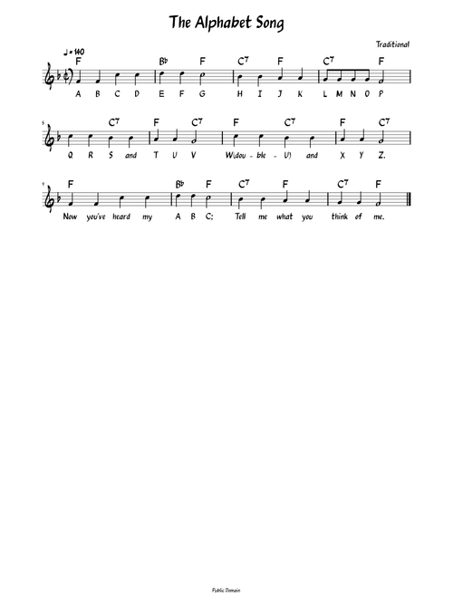 The Alphabet Song (Lead sheet with lyrics )