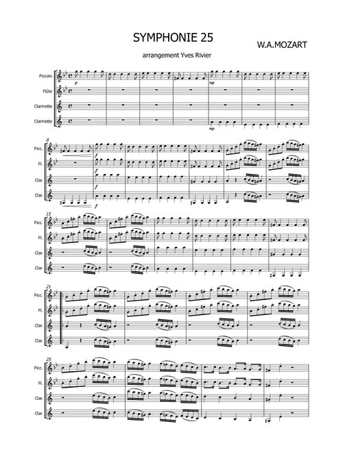 SYMPHONIE 25 (Arr. Yves Rivier) - WA Mozart (Woodwind Ensemble)