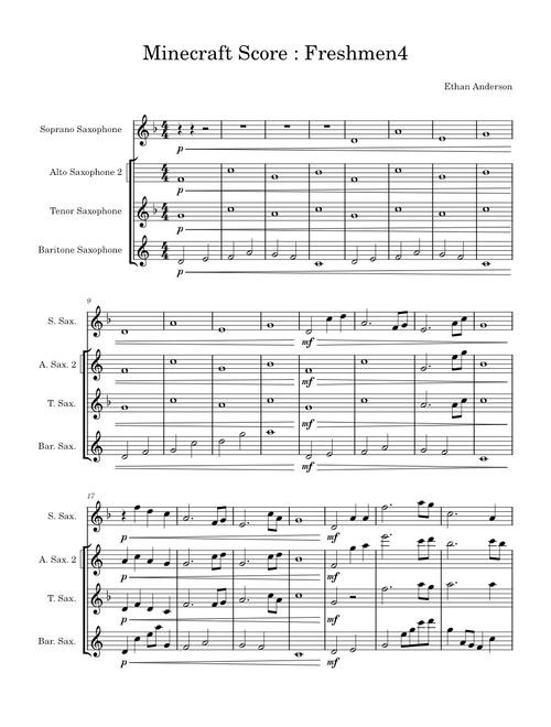 Wet Hands (from Minecraft) – C418 Minecraft Sax Quartet (SATB)