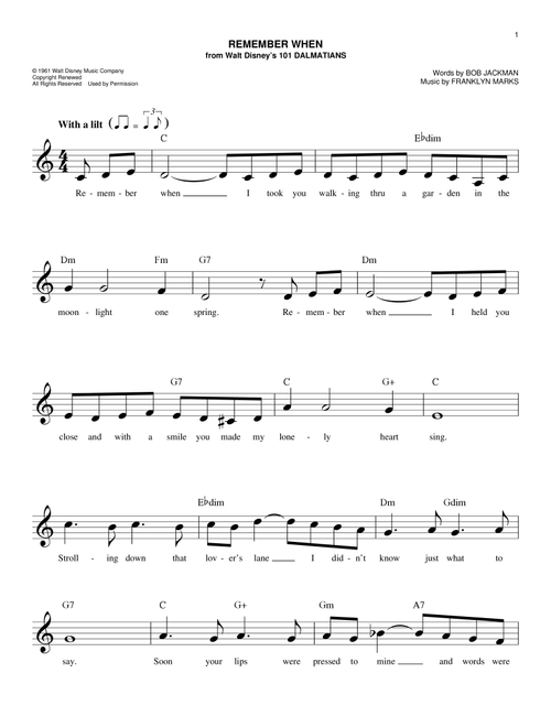 Remember When - Franklyn Marks, Bob Jackman (Easy Lead Sheet - Fake Book)