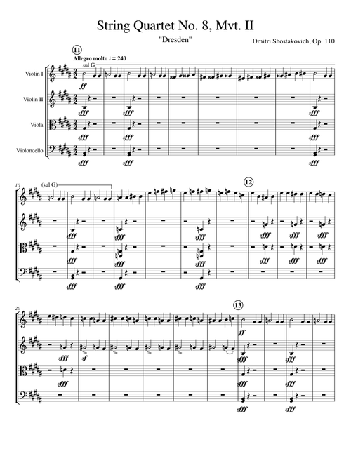 Shostakovich - String Quartet No. 8 "Dresden" (Op. 110), Mvt. II
