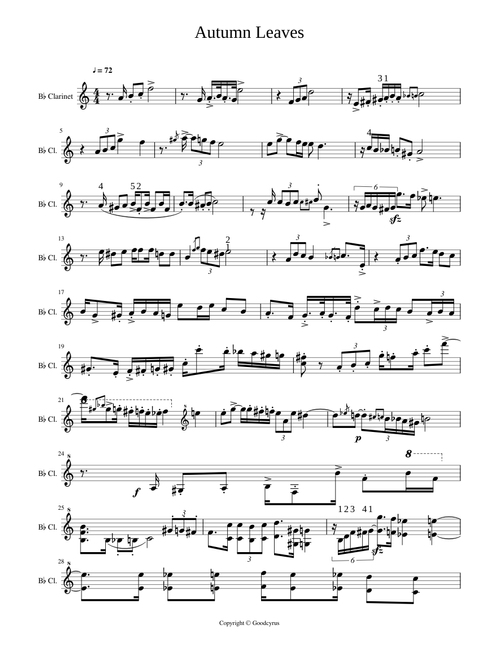 Bb Eb Jazz Standard Autumn Leaves