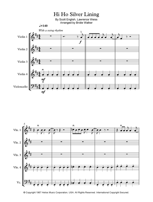 Hi Ho Silver Lining (Arr. Bridie Walker) - Jeff Beck (Small Ensemble)