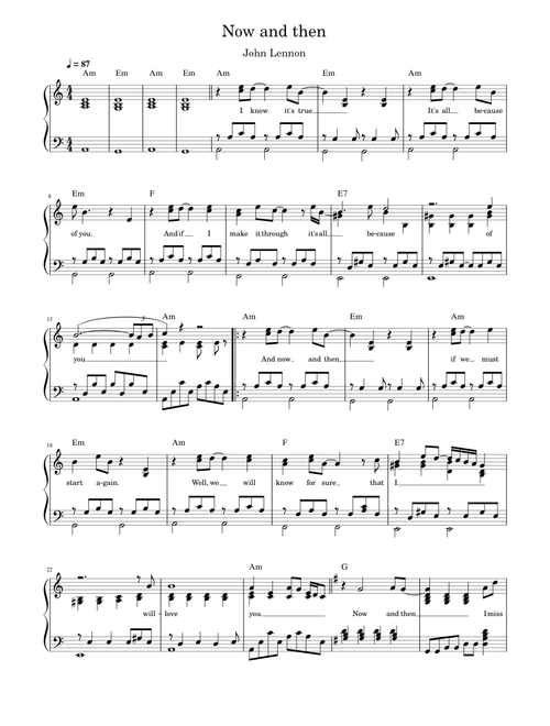 Now and then completo con acordes revisado en musescore