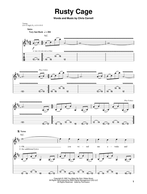Rusty Cage - Soundgarden (Guitar Tab Play-Along)