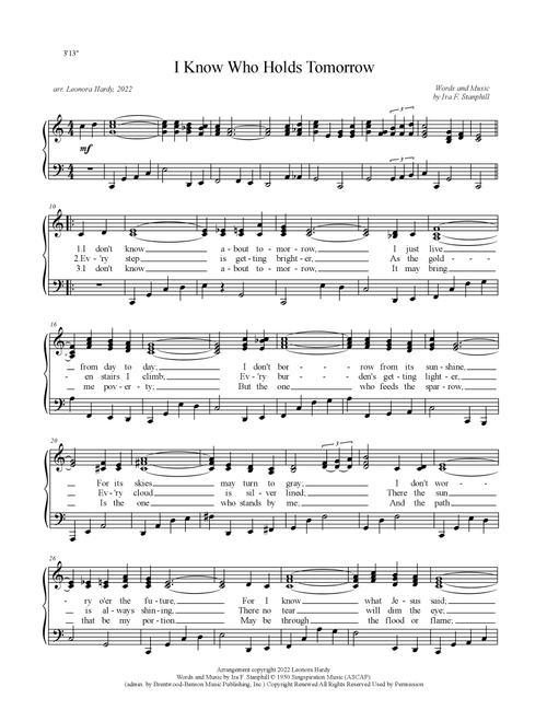 I Know Who Holds Tomorrow (Arr. Leonora Hardy) - Ira F Stanphill (Piano Vocal)