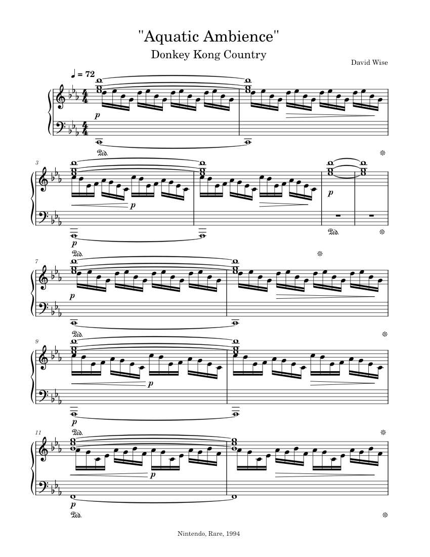 Aquatic Ambience (Donkey Kong Country) Sheet music for Piano (Solo