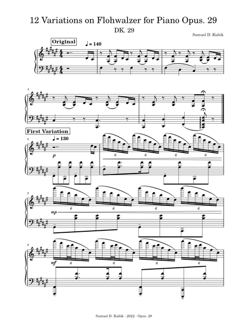 9 Variations on Flohwalzer for Piano Opus. 29