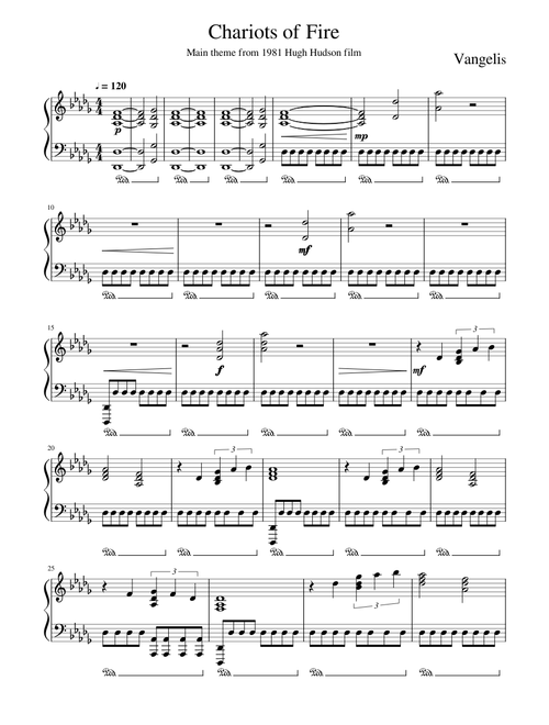 Chariots of Fire (solo piano) : Main theme from 1981 Hugh Hudson film
