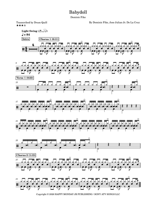 Babydoll (Arr. Drum Quill) - Jose Julian Jr De La Cruz, Dominic Fike (Drums)