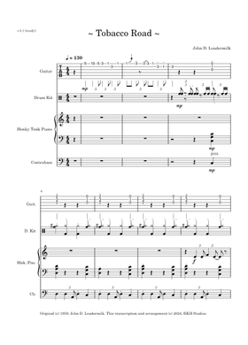 Free Tobacco Road by The Nashville Teens sheet music