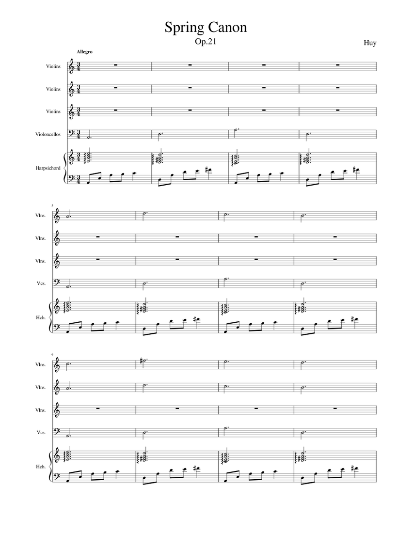 Spring Canon Op.21 Sheet music for Harpsichord (Solo) | Musescore.com