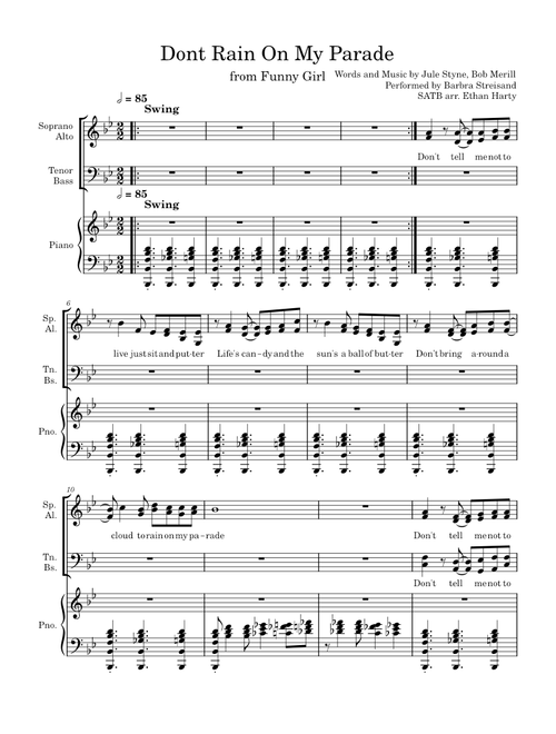 Don't Rain on my Parade – Barbra Streisand - SATB