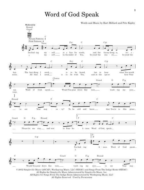 Word Of God Speak - MercyMe (Easy Guitar)