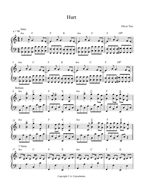 Hurt (Arr. Alina Ustynchenko) - Oliver Tree (Piano Solo)