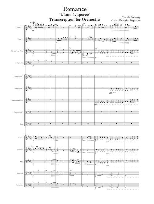 Romance – Claude Debussy sheet music arranged by evandrodepiante