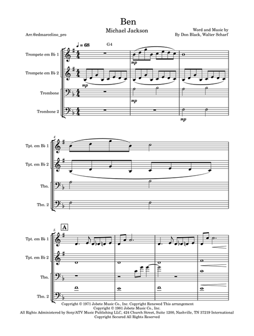 Ben (Arr. SMLStar) - Michael Jackson (Brass Ensemble)