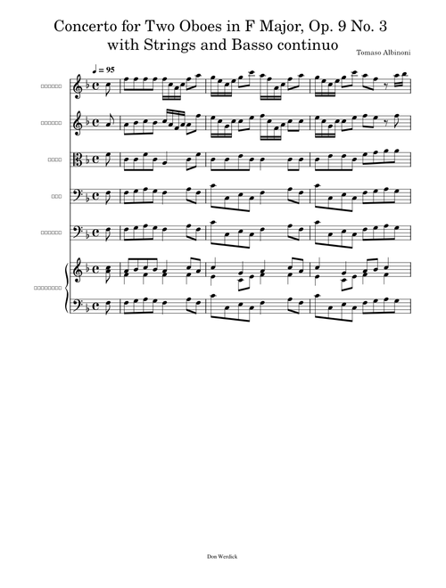 Concerto for Two Oboes in F Major, Op. 9 No. 3 with Strings and Basso continuo