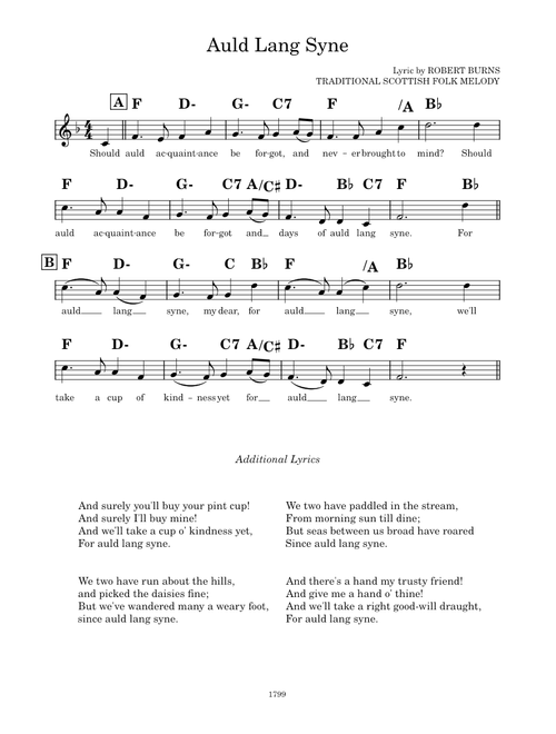 Auld Lang Syne Lead Sheet (F)