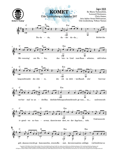 Komet (Arr. Beckert Guitar) - Udo Lindenberg X Apache 207 (Solo Guitar)