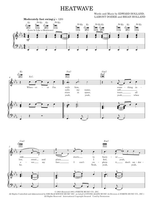 Love is like a heatwave - Martha and The Vandellas (Piano-Vocal-Guitar)