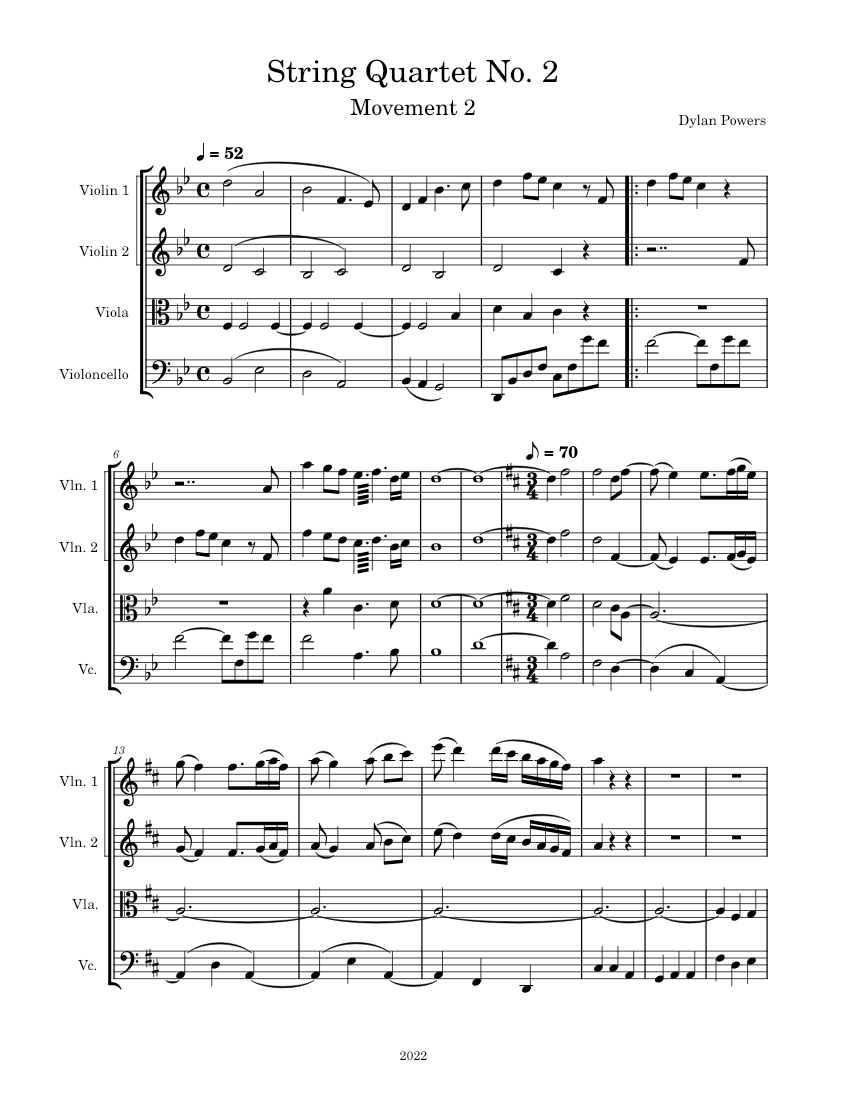 String Quartet No. 2 Movement 2 - piano tutorial