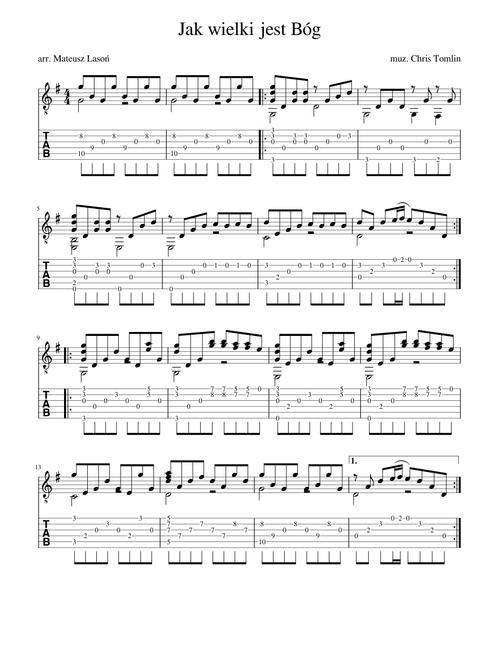 Jak wielki jest Bóg (How Great Is Our God) fingerstyle