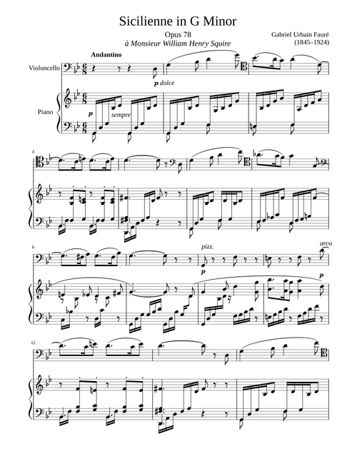 Sicilienne Opus 78 in G Minor