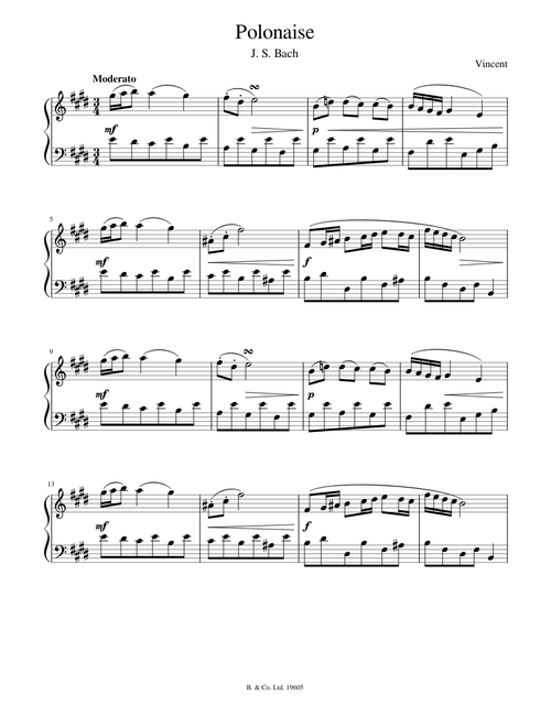 Bach - Polonaise from French Suite No. 6 in E Major, BWV 817