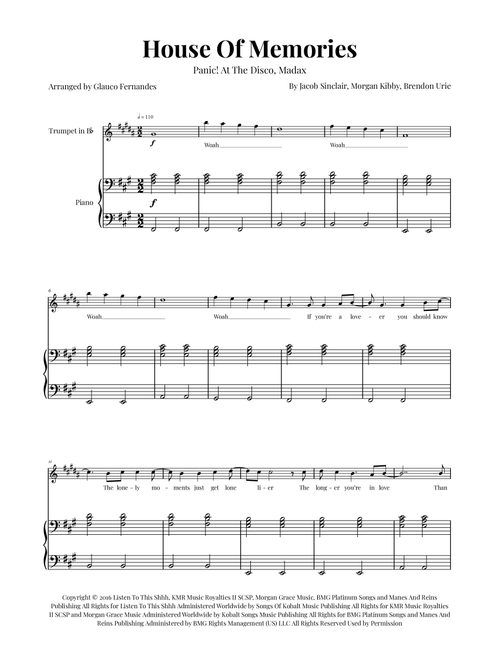 House Of Memories (Arr. Glauco Fernandes) - Madax (Trumpet and Piano)