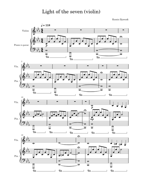 Light of the Seven Piano et Violon Complete