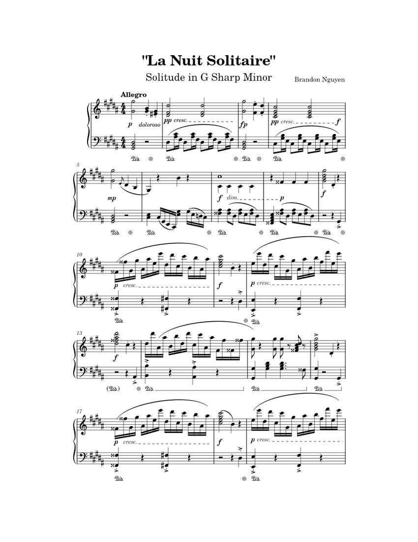 Solitude in G Sharp minor Sheet Music for Piano (Solo) | MuseScore.com