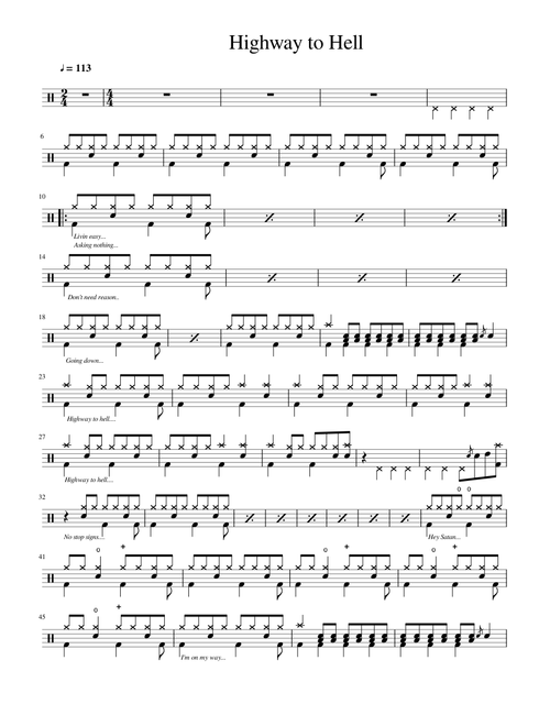 Highway to Hell (drum sheet)