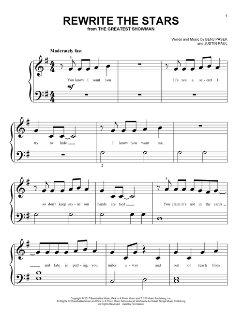 Rewrite The Stars (from The Greatest Showman) - Zac Efron & Zendaya (Big Note Piano)