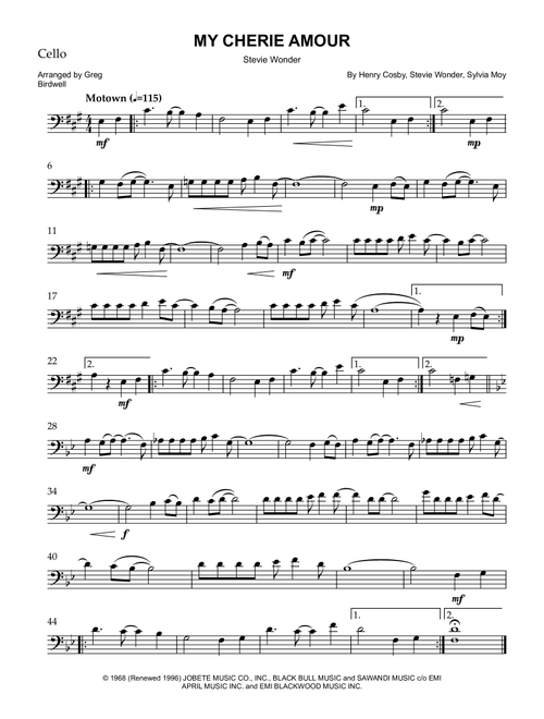 My Cherie Amour (Arr. Greg Birdwell) - Stevie Wonder (Cello Solo)