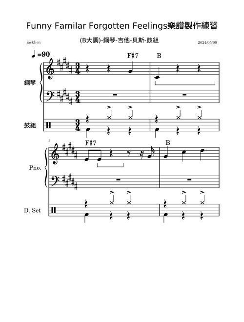 09-Funny Familar Forgotten Feelings歌曲樂譜製作練習 – uniwell1181