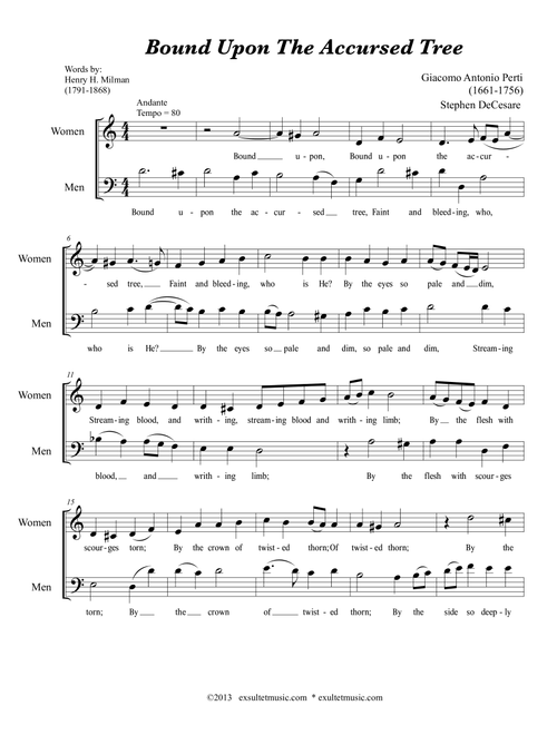 Bound Upon The Accursed Tree (Arr. Stephen DeCesare) - Giacomo Antonio Perti (Choral, 2-Part)