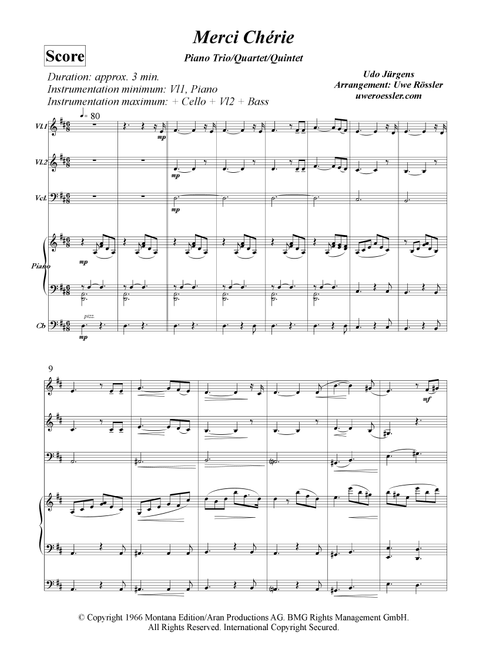 Merci Cherie (Arr. Uwe Rössler Roessler Rassler) - Udo Jurgens (String Ensemble)
