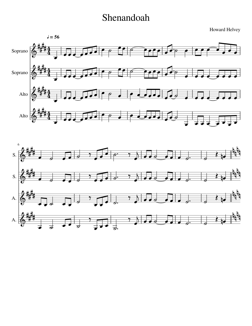 Shenandoah Sheet Music for Soprano, Alto (Choral) | MuseScore.com