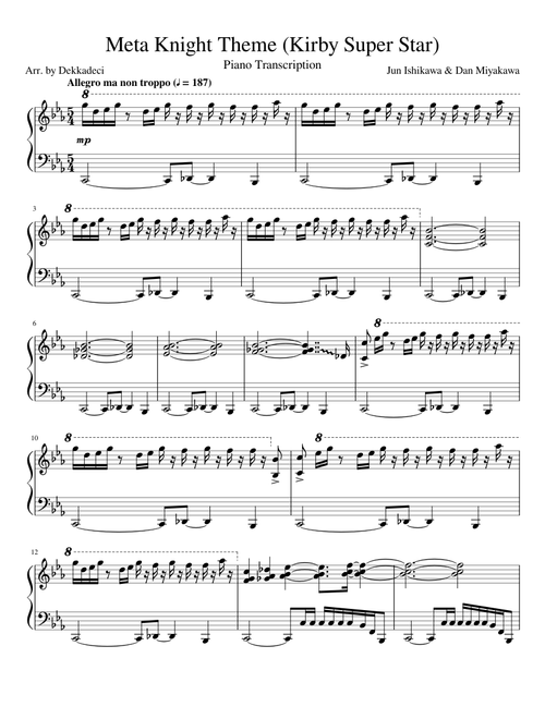 Meta Knight Theme (Kirby Super Star) (Piano Transcription)