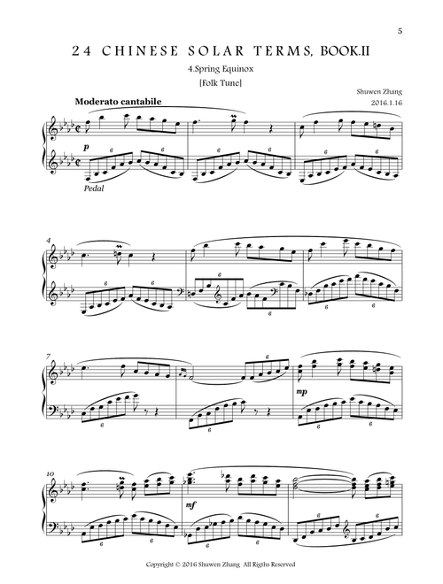 24 Chinese Solar Terms,Bk.2,No.4: Spring Equinox - Schuwenn Z. (Piano Solo)