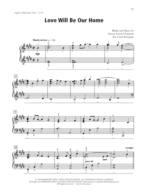 Love Will Be Our Home (arr. Carol Tornquist) - Sandi Patty (Piano Solo)