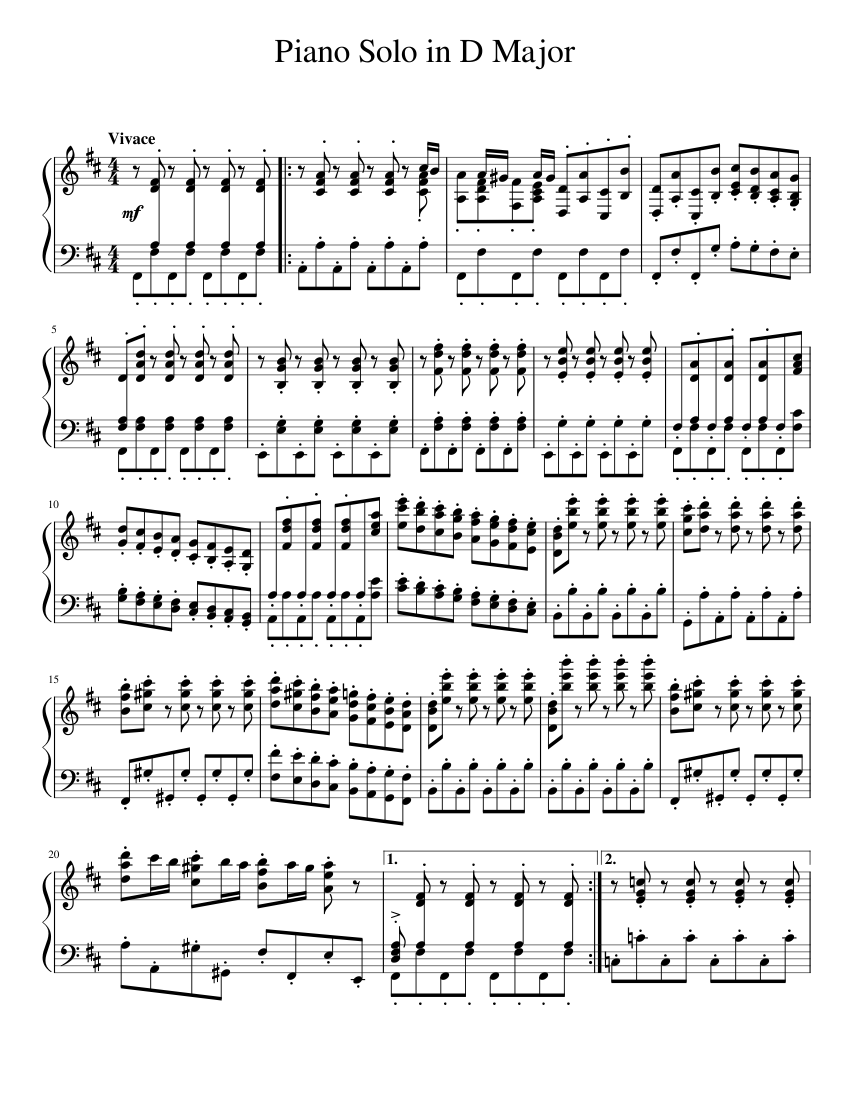 Piano Solo in D Major Sheet music for Piano (Solo) | Musescore.com