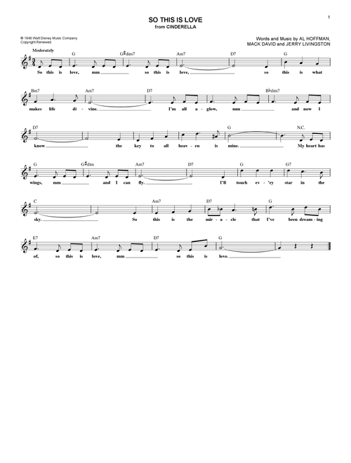 So This Is Love (from Cinderella) - Mack David Al Hoffman and Jerry Livingston, Al Hoffman, Mack David (Lead Sheet - Fake Book)