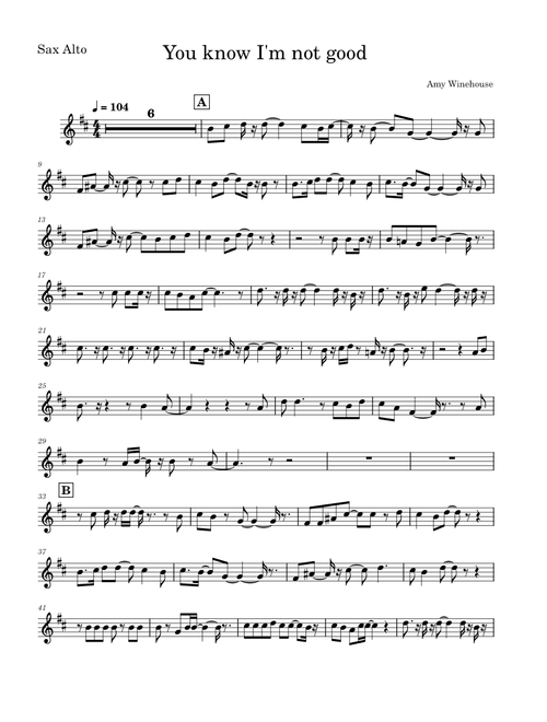 You know I'm not good – Amy Winehouse (Sax Alto)